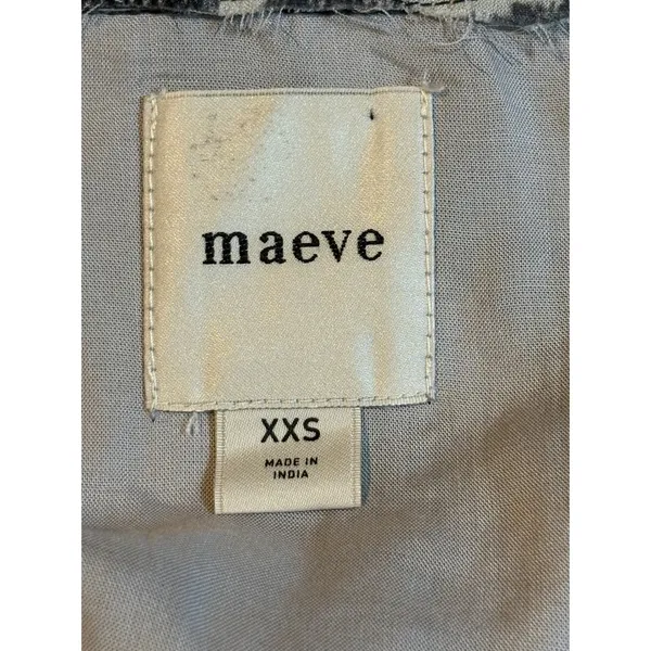 Maeve Anthro Animal Print Mini Dress XXS Gray Tiered Ruffle Long Sleeve Chiffon‎ - Image 6