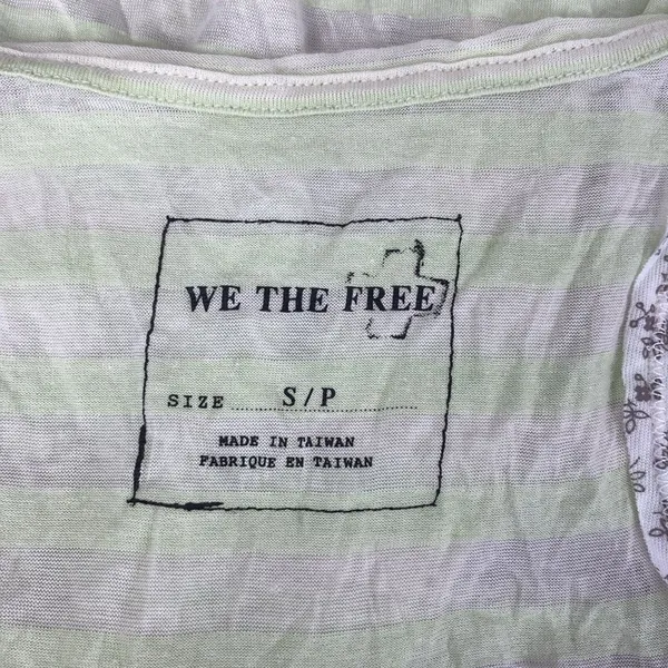 We The Free People Ivory & Green Stripes & Floral Print Tank Top S - Image 5