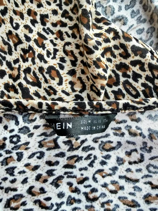SHEIN Leopard Print One Shoulder Bodysuit Size M Animal Print Sleeveless Top - Image 3