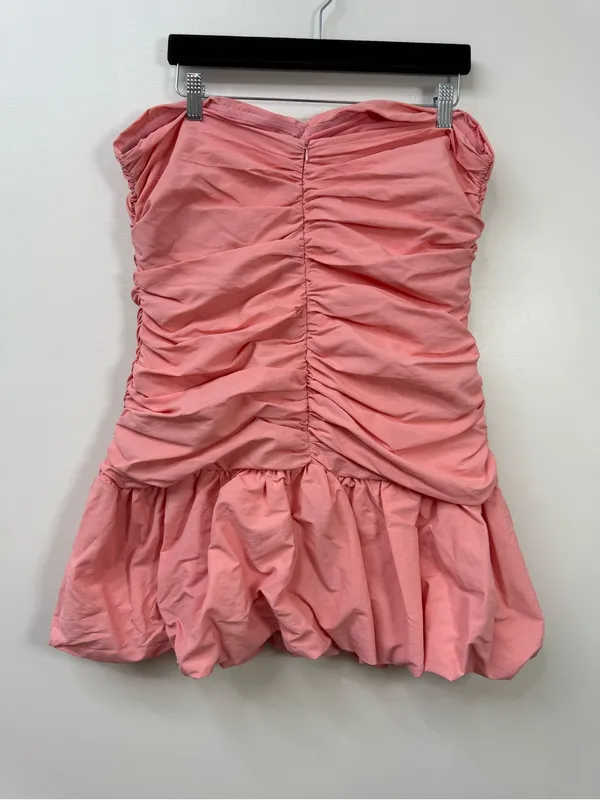 Betsey Johnson Strapless Pink Ruched Bubble Hem Dress size XL - Image 3