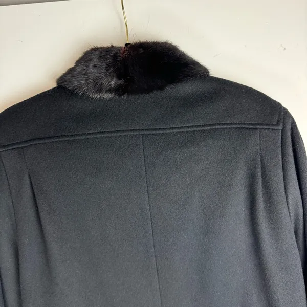 Vtg ALORNA 100% Wool Long Fur Collar Jacket Overcoat - Image 10
