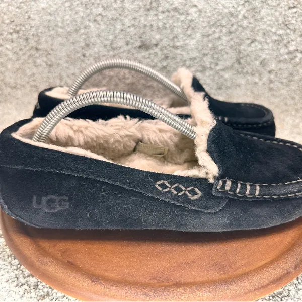 UGG Black Suede Moccasins with Plush Lining - Image 3