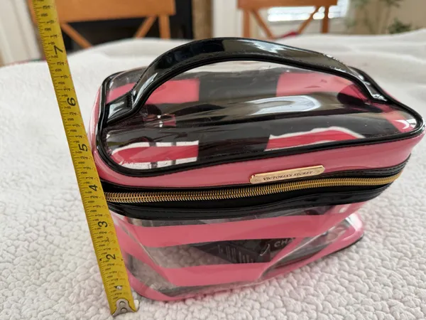 Victoria's Secret clear pink strip Cosmetic Bag - Image 4