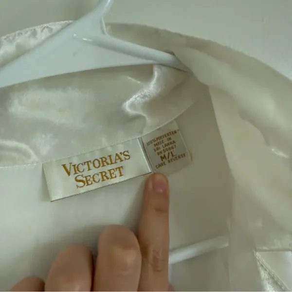 Victoria's Secret Ivory Satin Button-Up Sleep Shirt - Image 4