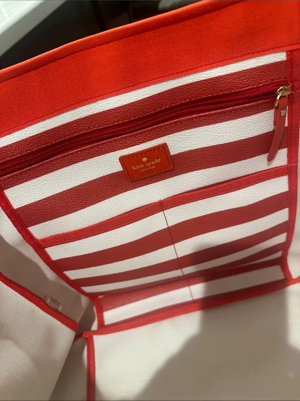 Kate Spade Red‎ and white large tote bag - Image 3