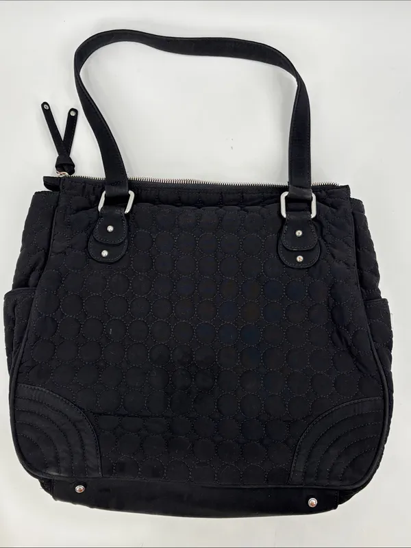 Vera Bradley Black Quilted Shoulder Tote with Front Zip Pocket - Image 6