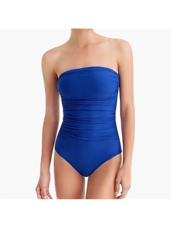 J CREW Ruched Blue One Piece Swim Suit size 10 - Image 2