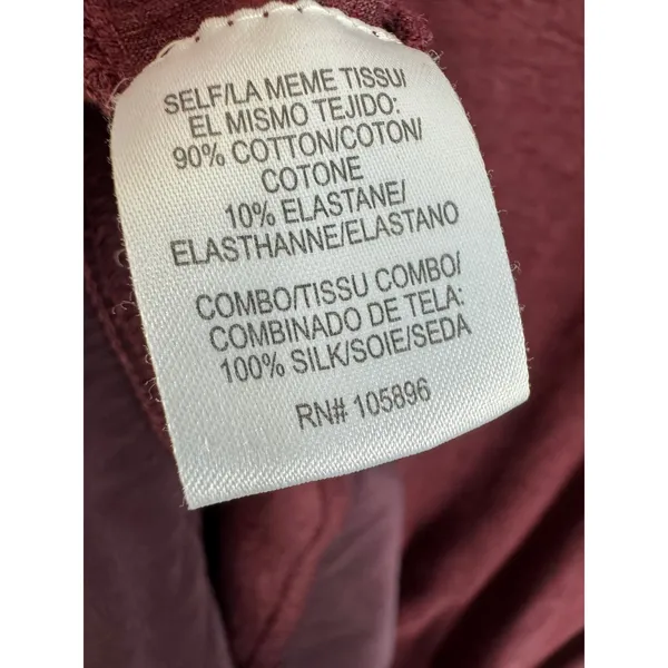 Worth‎ New York Womens Plum Burgundy Silk Trim Knit Long Sleeve Top Large - Image 6