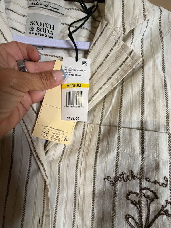 Scotch & Soda Embroidered Notch Lapel Stripe Shirt - Image 3