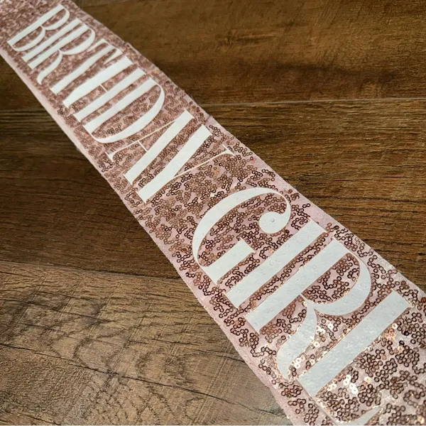 Rose Pink Sequins Glitter 'Birthday Girl' Sash - Image 3