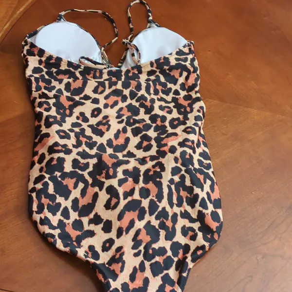 Source Unknown Leopard safari cheetah animal one piece halter bathing suit - Image 6