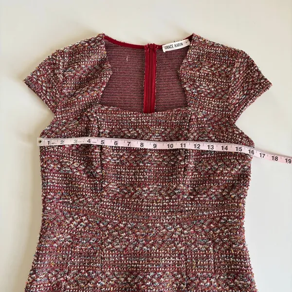GRACE KARIN Tweed Pencil Sheath Dress Women’s Medium Classic Preppy Academia - Image 4