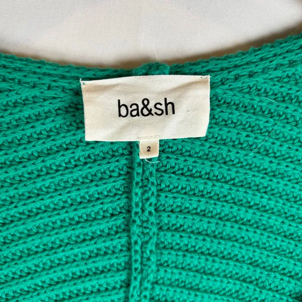 ba&sh Lady Pullover Emerald Green Wool Cotton Layered Knit Sweater US 6 - Image 6