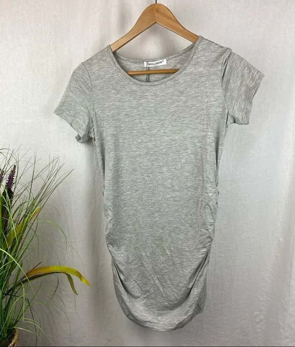 Smallshow Set of 2 Black & Gray Short Sleeve Ruched Maternity Tee T Shirts - Image 3