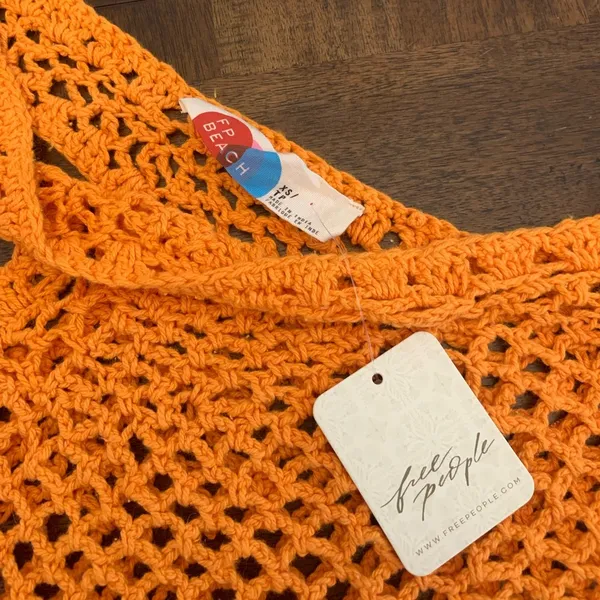 Free People FP Beach Catch Me Fauxchet Midi Dress Swimsuit Cover Up XS Orange - Image 2