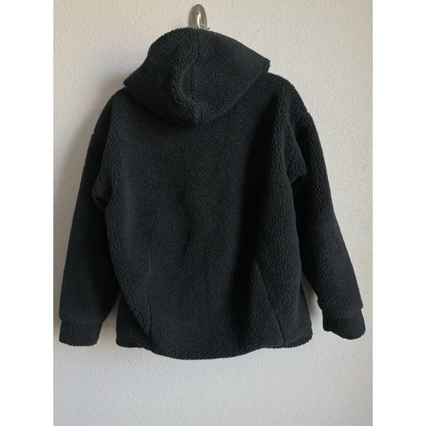 Fabletics Black Teddy Lotta Cocoon Sherpa Zip Hoodie Jacket XS Oversized Warm - Image 2