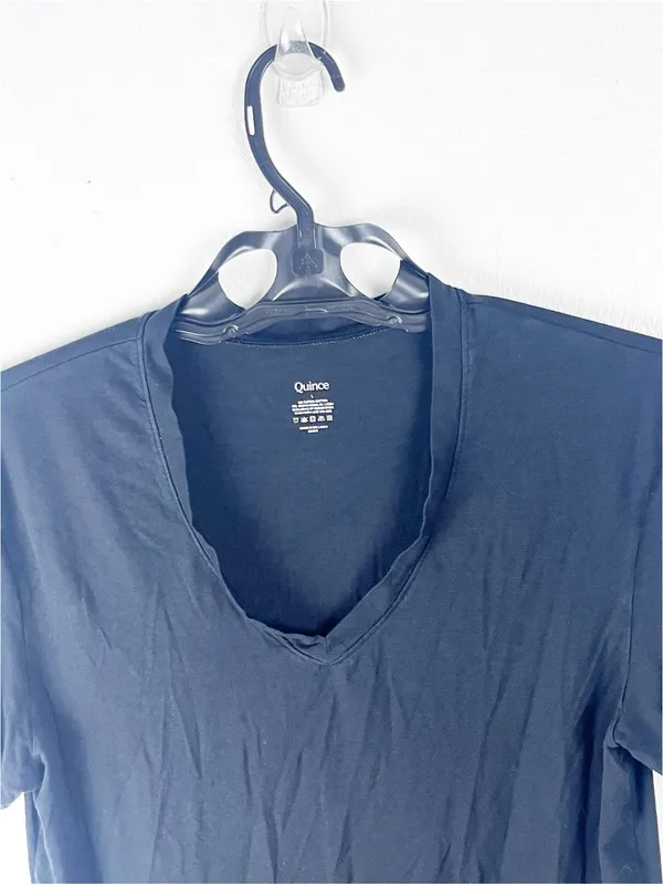 QUINCE Black Supima Cotton Blend V-Neck Short Sleeves Tee Size Large - Image 4