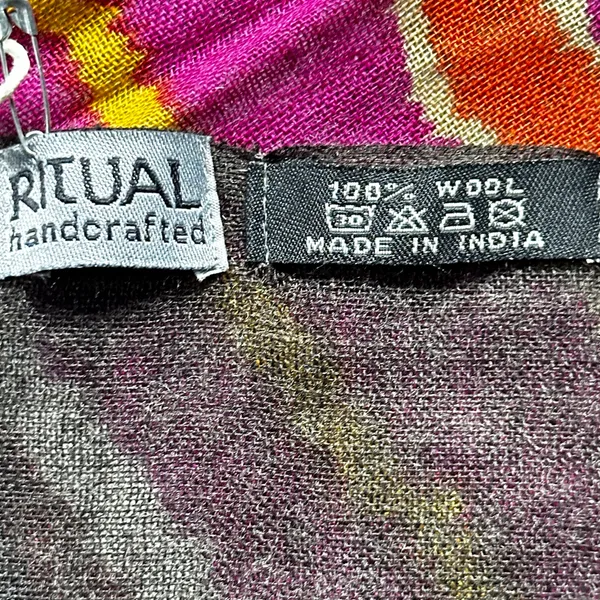 Ritual 100% Wool Multicolor Striped Oversized Scarf Wrap Shawl Boho NWT Multiple - Image 7