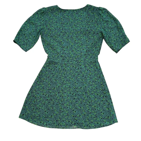 Wilfred Aritzia Forest Green‎ Print Button Front Lined Fit & Flare Dress Size 0 - Image 3
