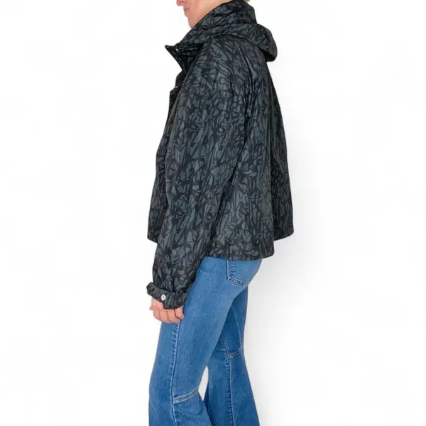 Traj3ctory Black Abstract Hooded Track Rain Athletic Hooded Jacket Size M - Image 3