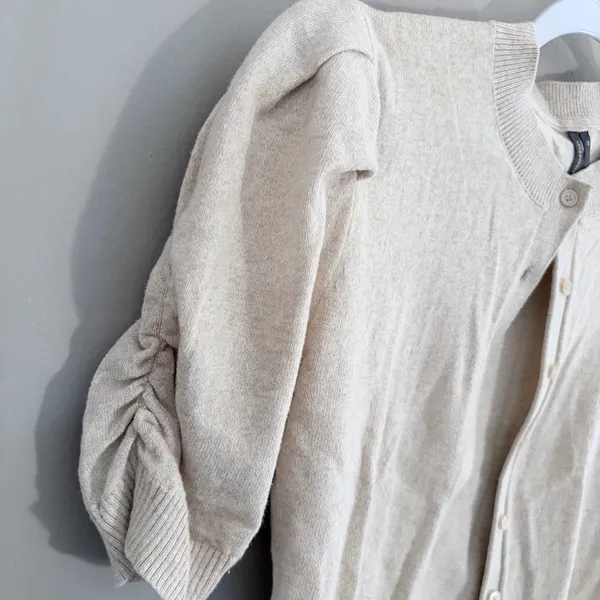 Anthropologie Beige Knit Cardigan Size XS - Image 3
