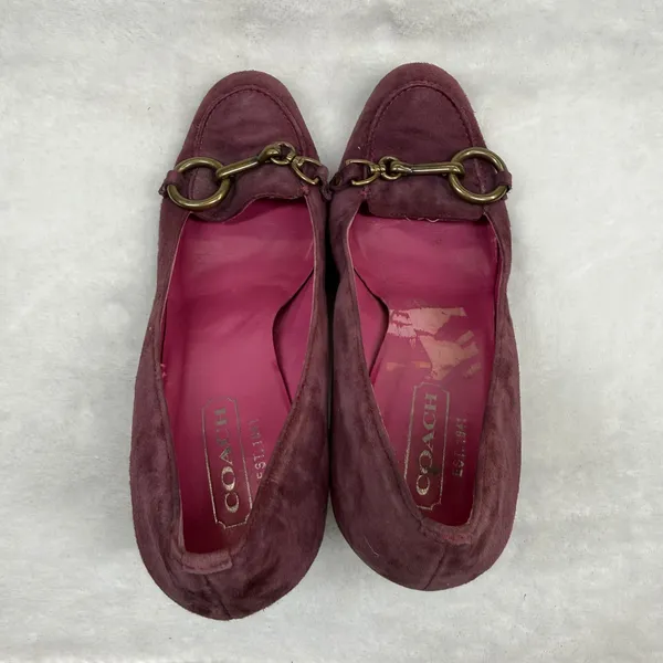 Coach Aubry P554 Burgundy Suede Horsebit Loafer Pumps Made in Italy Womens 6.5 B - Image 7