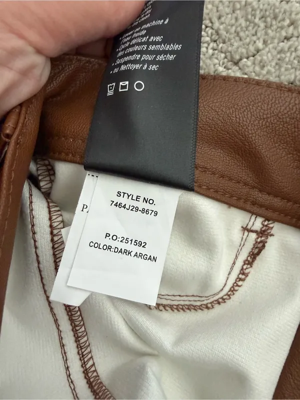 PAIGE Claudine Ankle Flare Faux Leather Pants Dark Argan Brown Size 25 NWT - Image 10