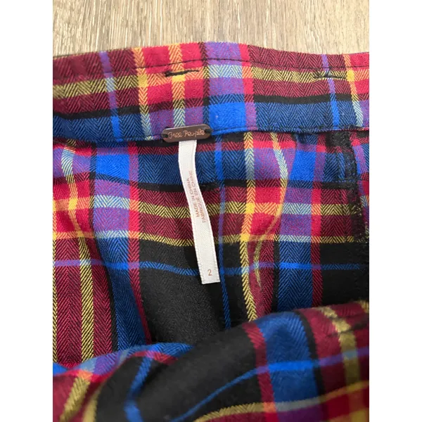 Free People Plaid Mini Skirt Size 2 Cargo Pocket Tartan Grunge - Image 3