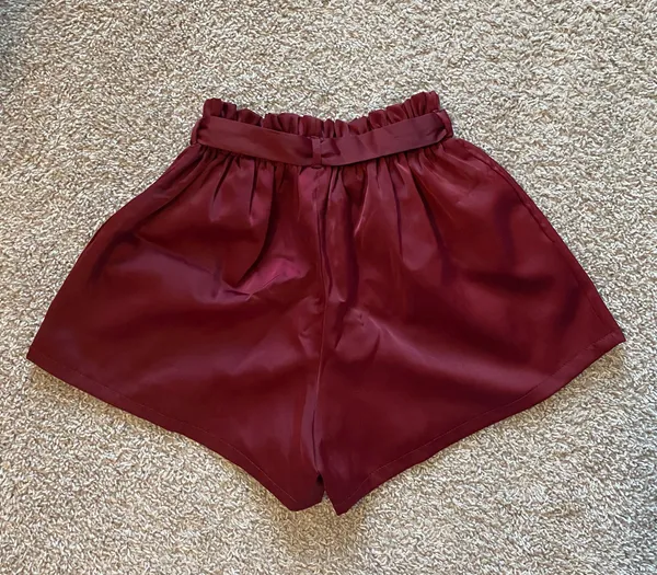 Satin Paper Bag Shorts Red Size M - Image 2