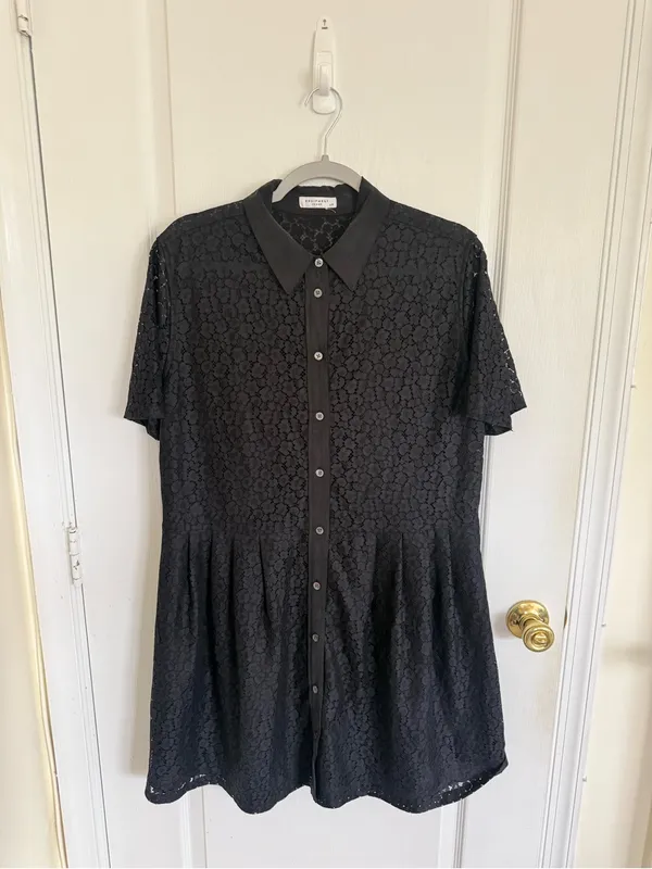 Equipment Naomi Black Lace Mini Dress - Image 6