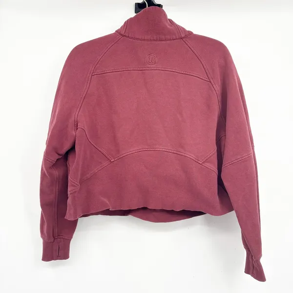 Lululemon Women Scuba Oversized‎ Funnel Neck Half Zip Smoky Red Sweatshirt M/L - Image 8