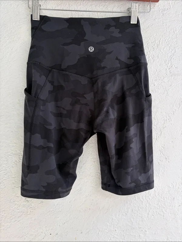 Lululemon High-Waist Black Camo Women’s Bike Shorts - Image 2
