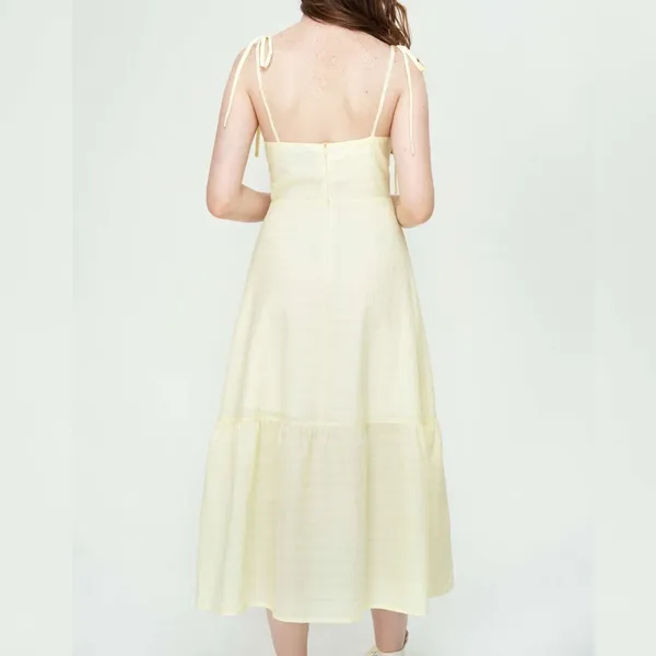 New Cider Pale Yellow Spaghetti Strap Midaxi Dress Size Large - Image 6