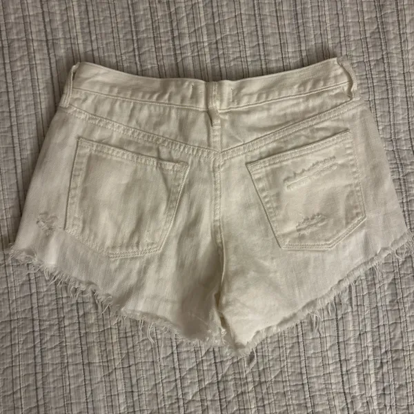 Free People White Denim Shorts Distressed - Image 3
