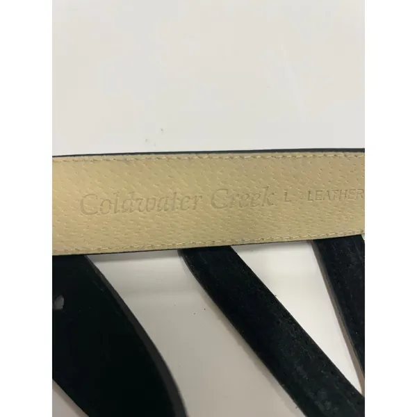 Coldwater Creek Black Suede‎ Leather Belt Triangle Buckle Large Modernist Womens - Image 6
