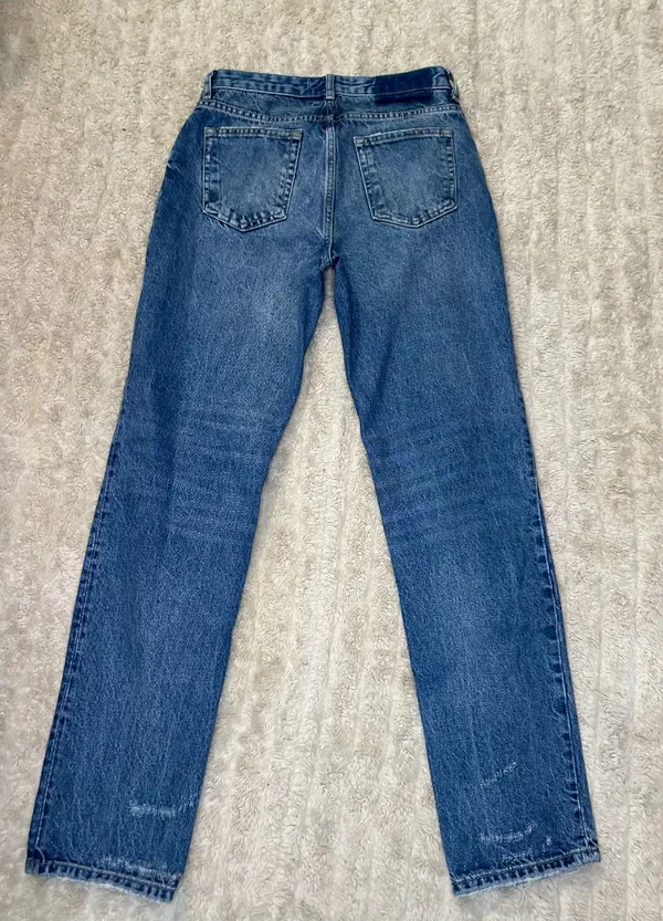 Zara distressed medium wash button-up straight leg denim jeans Size 30 - Image 6