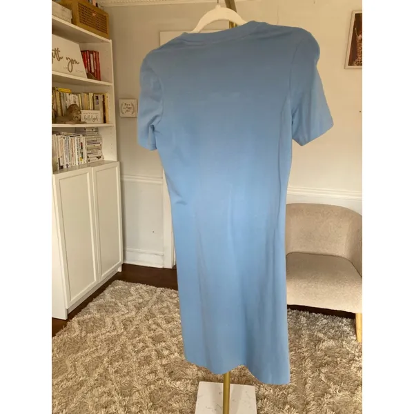 Puma Blue Floral Logo Knee Length T Shirt Dress Casual Sporty Summer Athleisure - Image 3