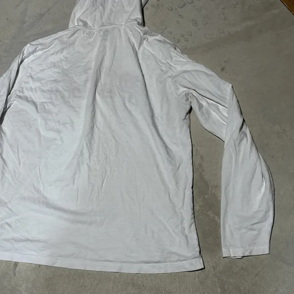 Polo Ralph Lauren Women's White Pullover Hoodie Big POLO Patch SZ L Lightweight - Image 11