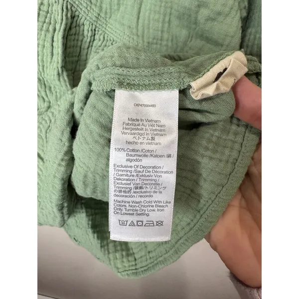 Madewell Women Sz Med Sage Green Peasant Boho Babydoll Top Cotton Gauze - Image 5