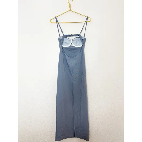Montce Swim X Olivia Culpo Dark Denim Petal Long Slip Dress Size Medium - Image 13