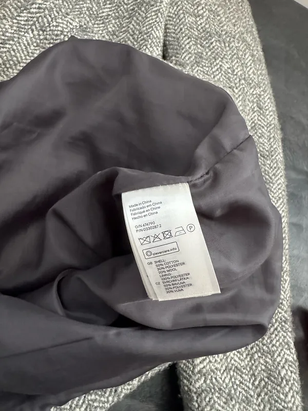 H&M Wool Blend Gray Herringbone Longline Coat - Image 5