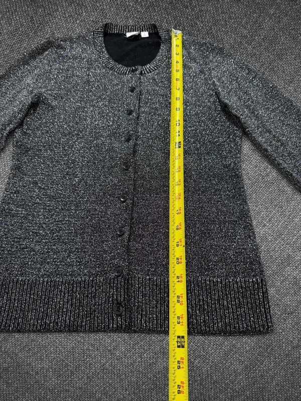 Gap Black Silver Metallic Sparkle Button Front Cardigan - Image 6
