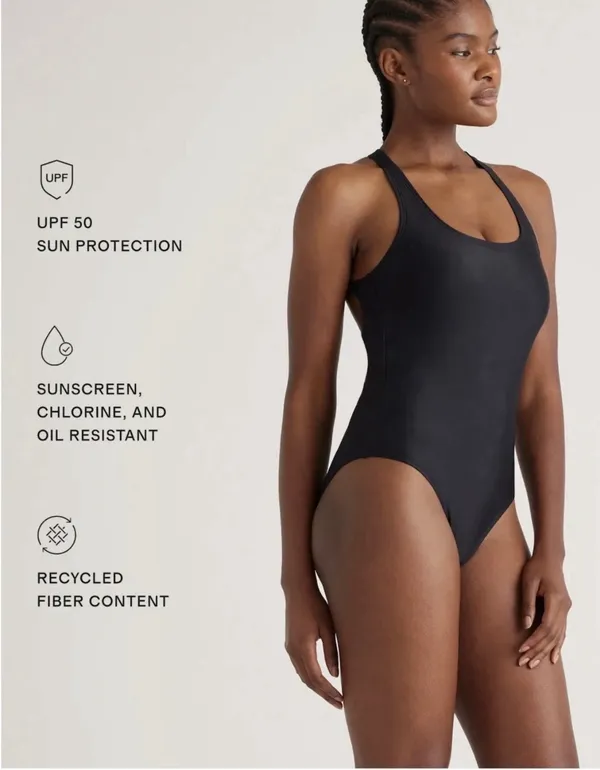 New Quince Cross-Back One-Piece Swimsuit in Black Size Medium MSRP $49 - Image 5