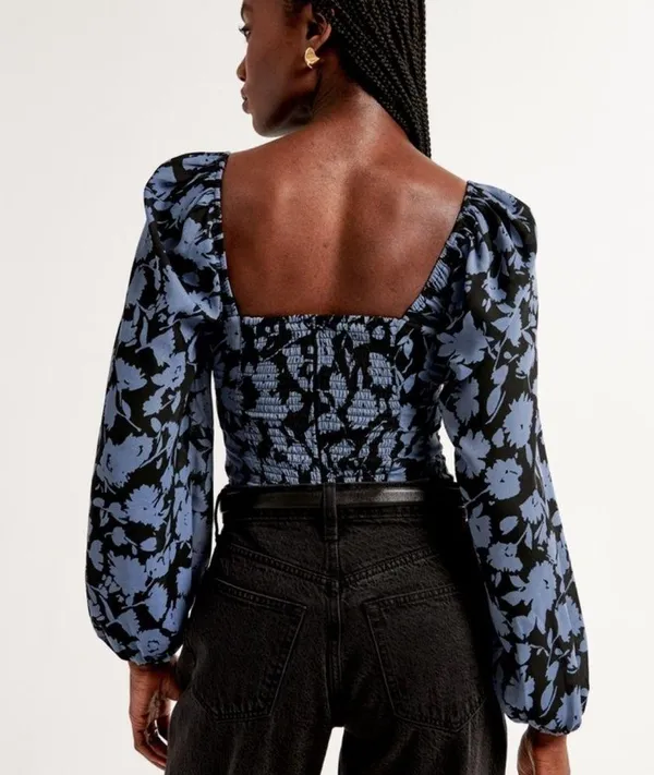 Abercrombie Long-Sleeve Ruched Puff Sleeve Slim Top - Image 2