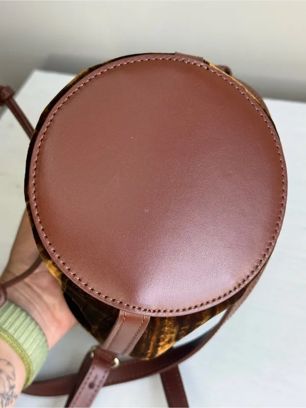 SEZANE VELVET MINI FARROW Brown Velvet Crossbody Bag Sold Out - Image 11
