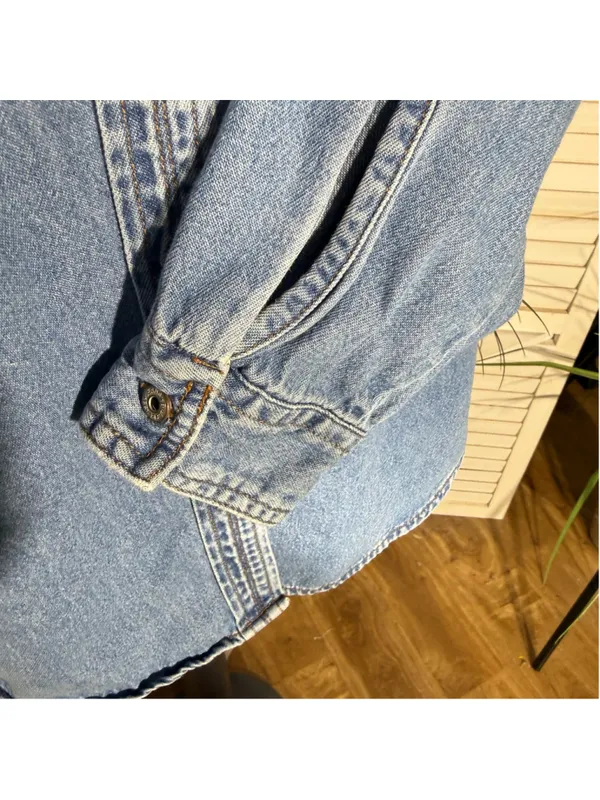 Vintage 90s Bill Blass women's denim shirt blue cotton Western grunge cottage M - Image 8