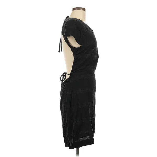 Free People Black Linen Open Back Tie Back Fit & Flare Mini Dress Size M - Image 4