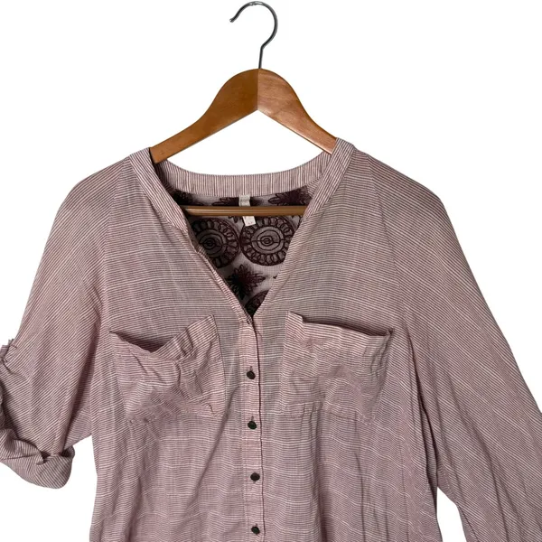Free People Crochet Lace Back Top Pintuck Pleat Tunic Womens S Burgundy BOHO - Image 11