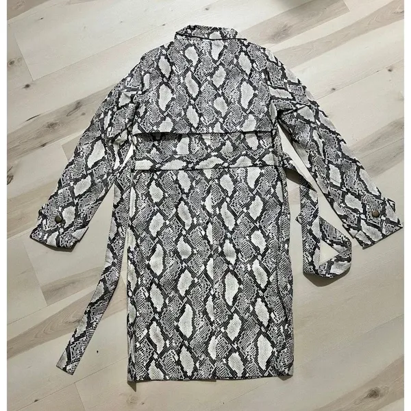 Choosy NWT XS Vintage 90s Faux Snakeskin Leather Trench Coat Duster Jacket Fall - Image 8