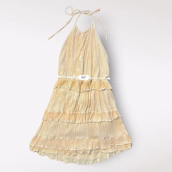 Lulus Downright Darling Yellow Tiered‎ Ruffled Halter Mini Dress Size M - Image 7